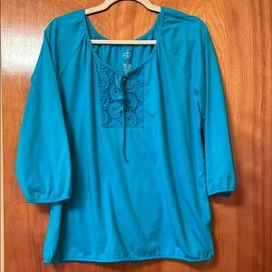 St. John’s Bay Women's Blue Peasant Style Top Size XL